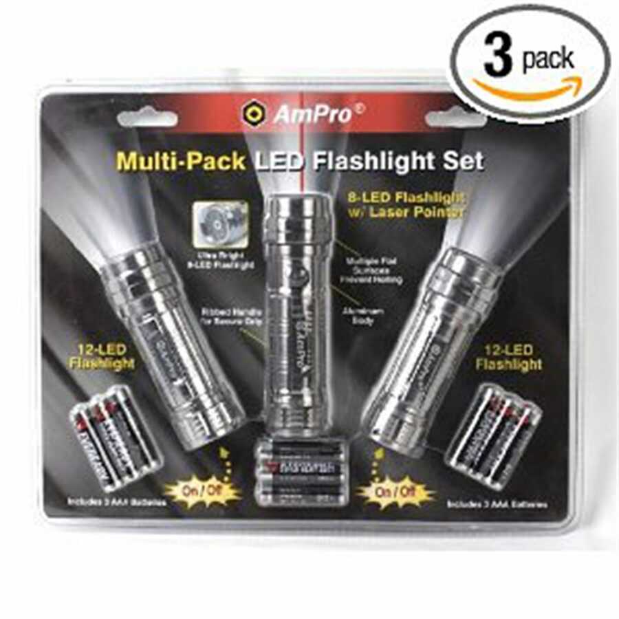 3pc Multi-Pack Flashlight Set