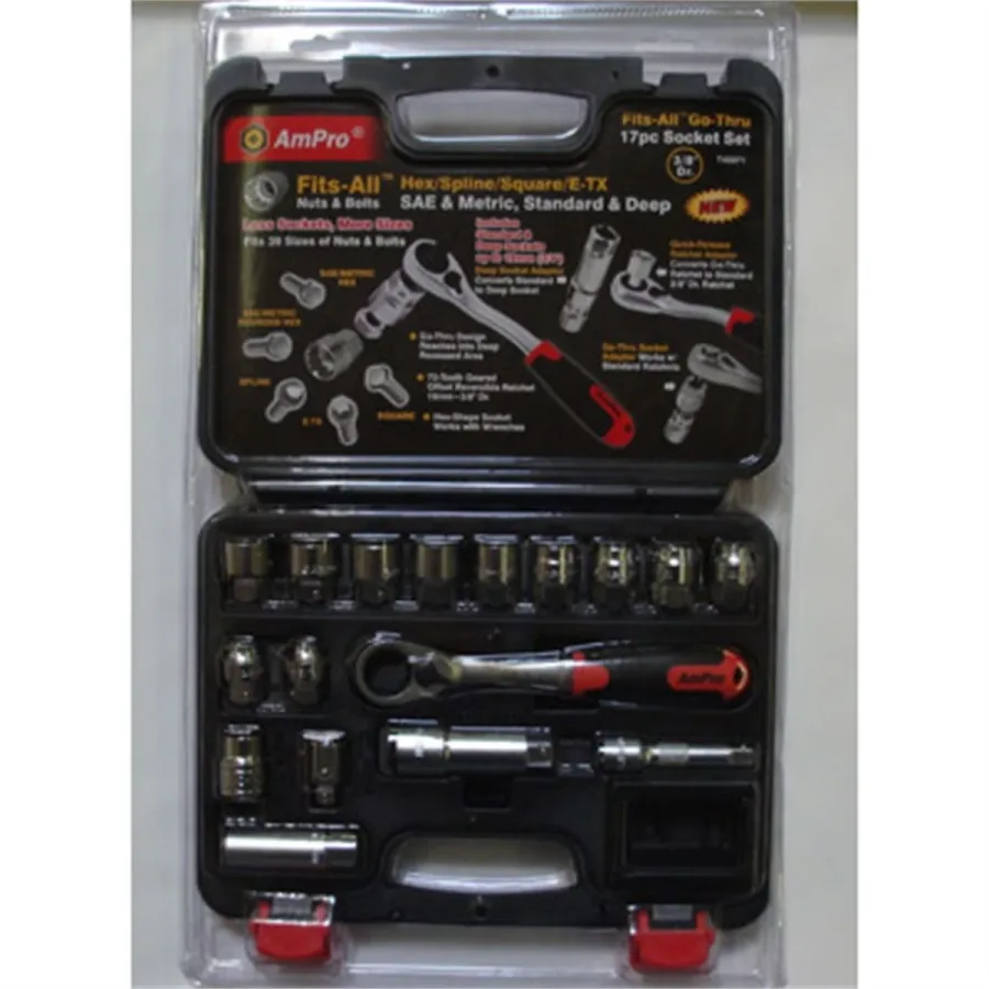 (image for) 17Pc 3/8 Go-Thru Fits-All Skt