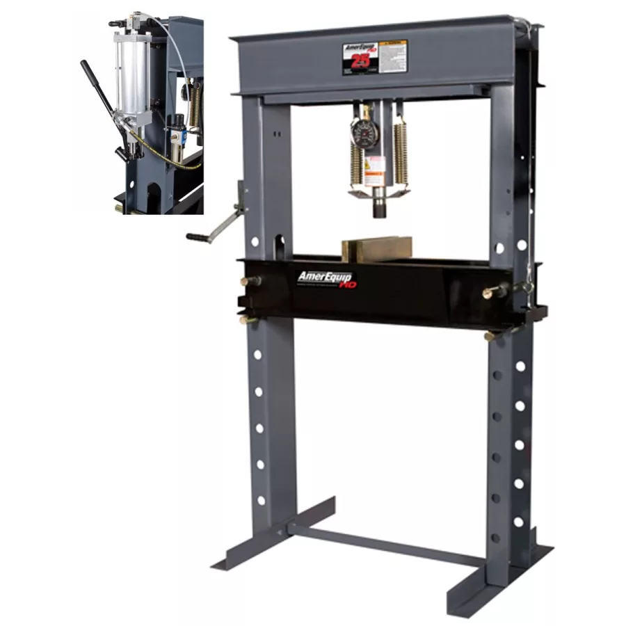 25 Ton Manual Pump Shop Press with Air Assist