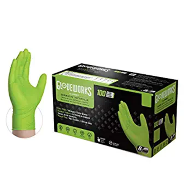 Gloveworks HD Green Nitrile Diamond Grip Medium