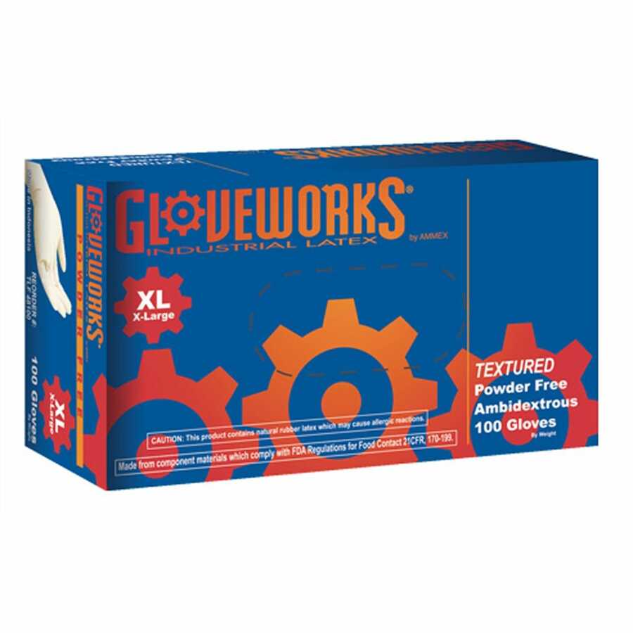 Gloveworks Powder Free Textured Latex Gloves X-Large