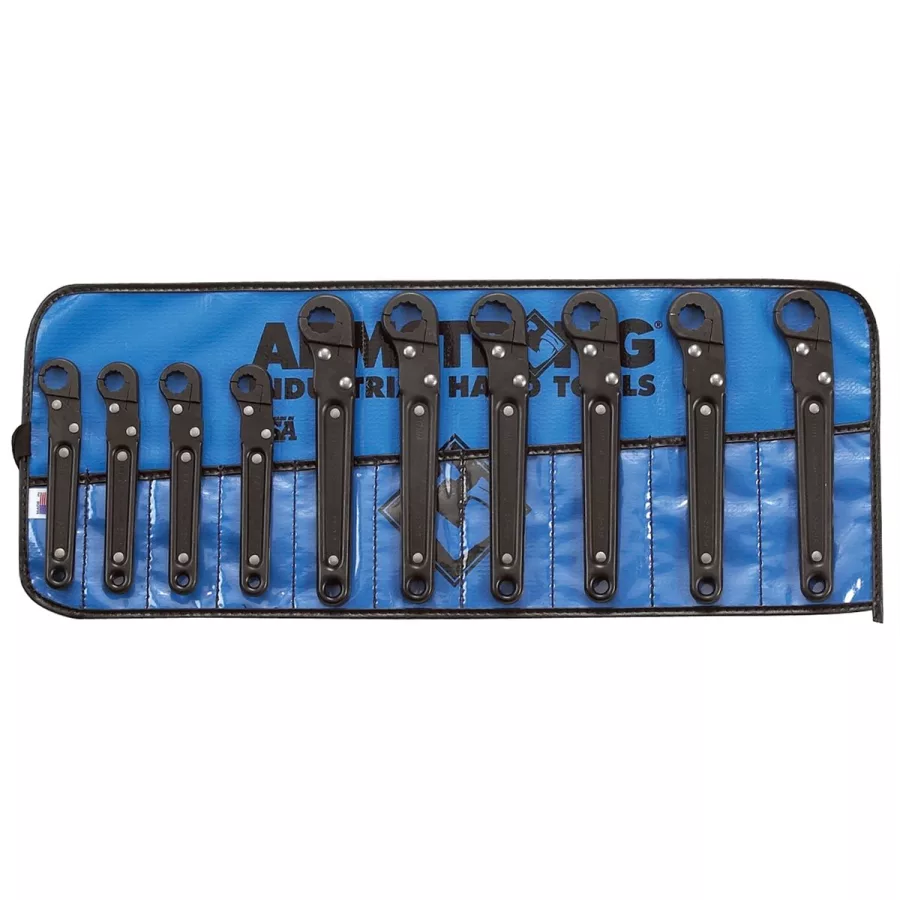 10 Piece Metric Ratcheting Flare Nut Wrench Set