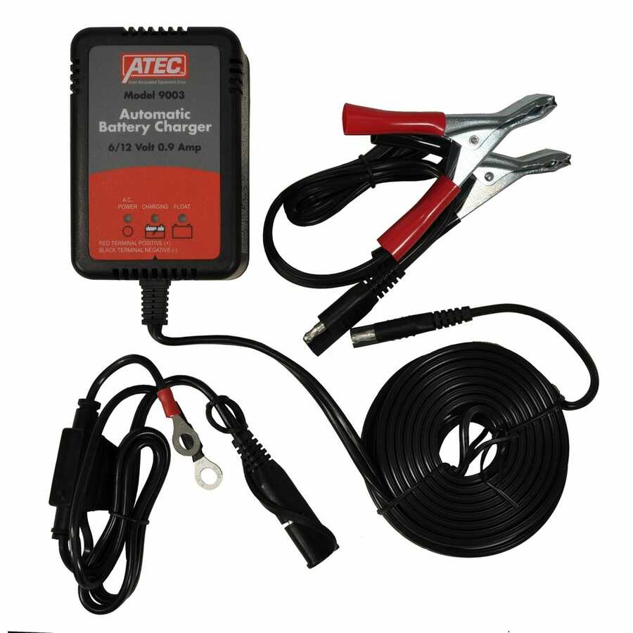 Portable Automatic Battery Charger - 0.9 Amp, 6/12 Volt