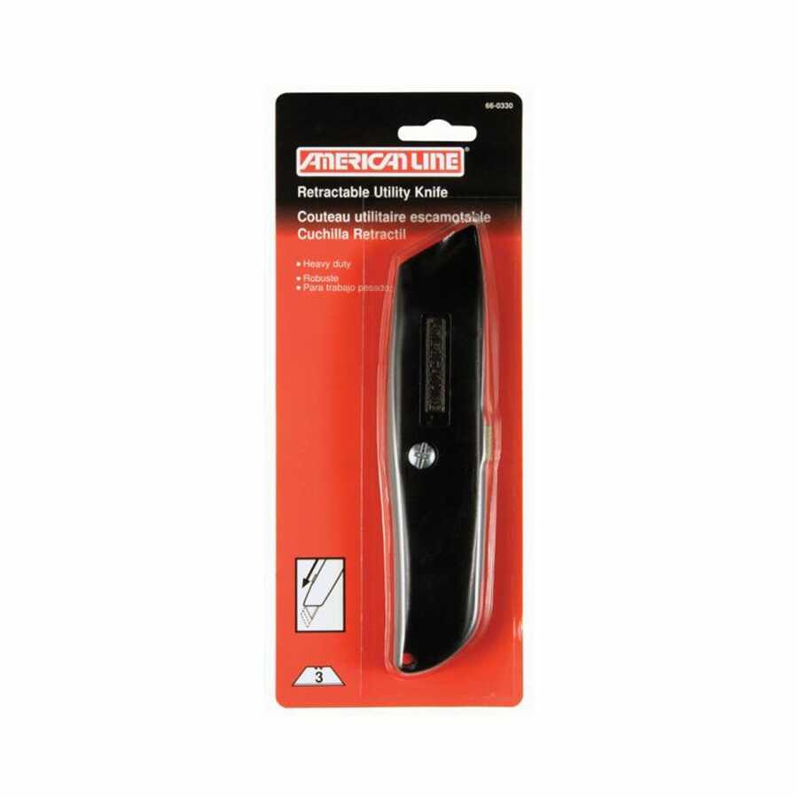 Metal Retractable Utility Knife w/ 3 Blades