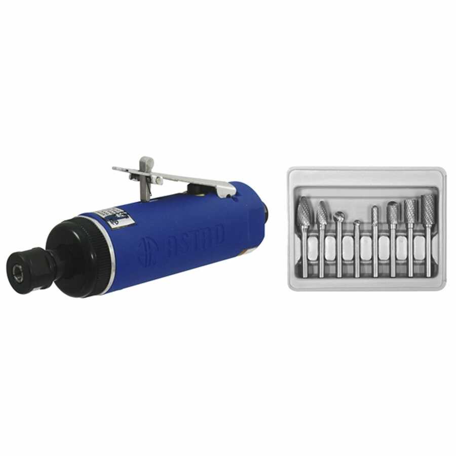 1/4" Air Die Grinder with 8 Piece Burr Set