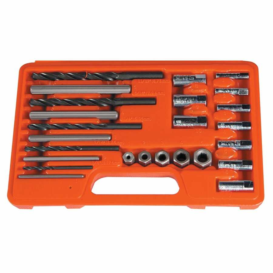 Screw Extractor Drill and Guide Set - 25-Pc
