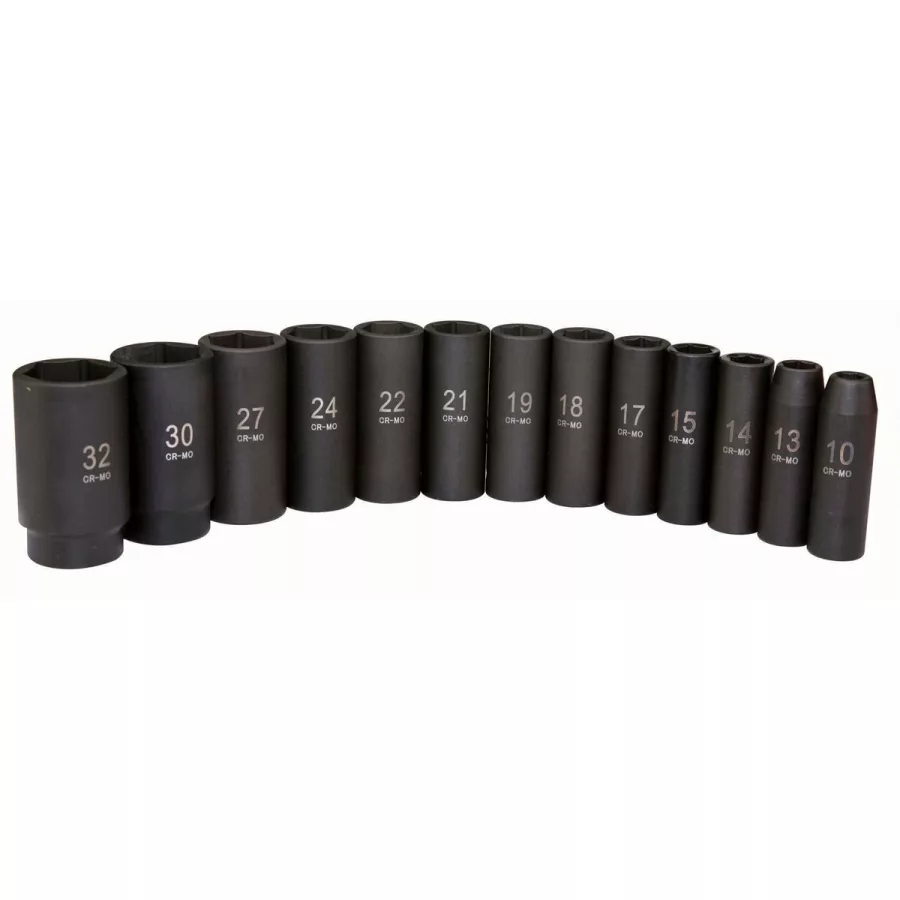 13pc 1/2" Metric Deep Wall Impact Socket Set 12pt