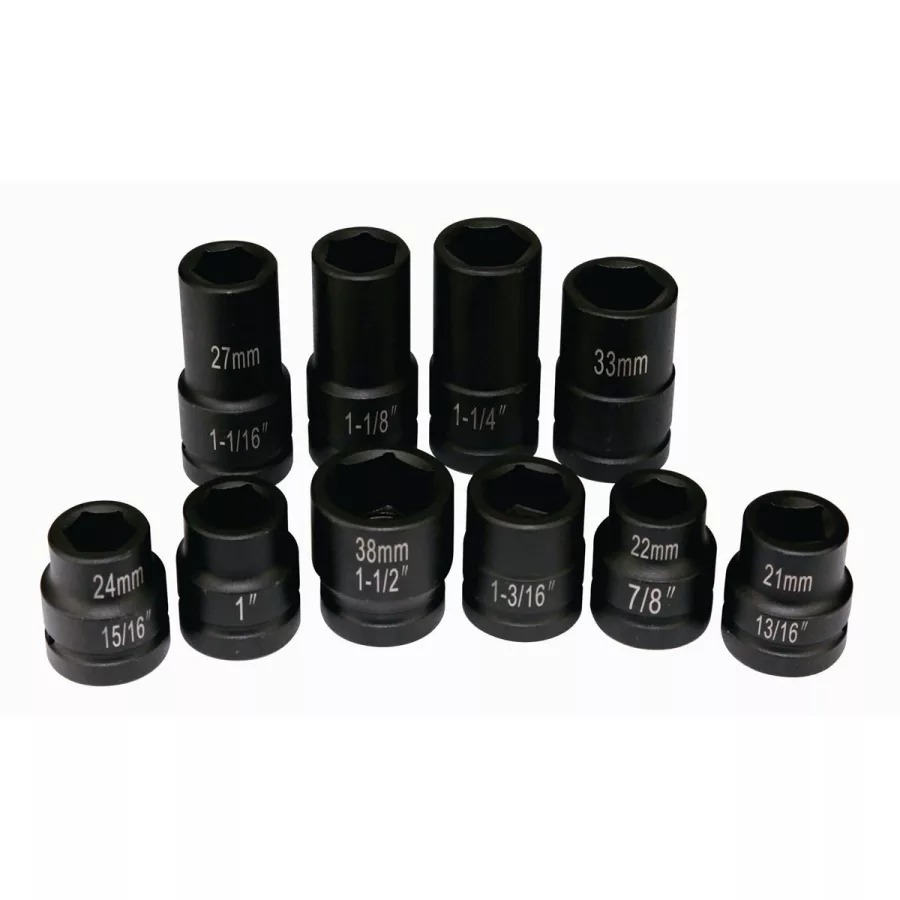 10pc 1" Drive SAE/Metric Truck Service Impact Sock 10pc 1" Drive SAE/Metric Truck Service Impact Sock
