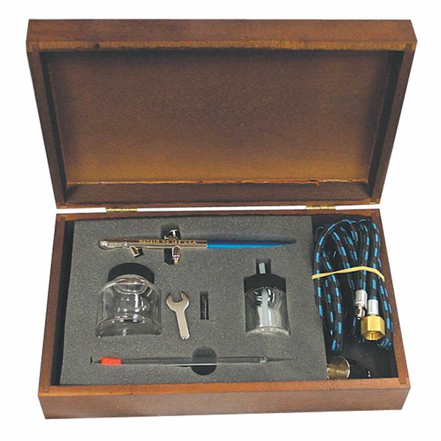 Professional Air Brush Set with Wood Case
