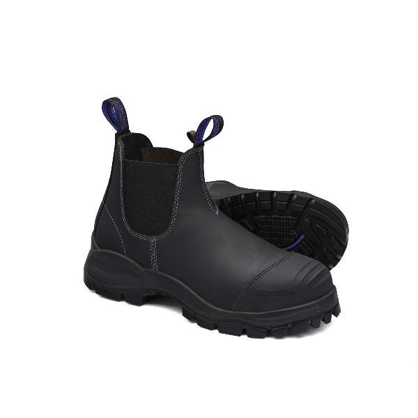 Blundstone Steel Toe Slip-On Elastic Side Boots w/ Kick Guard, Black ...
