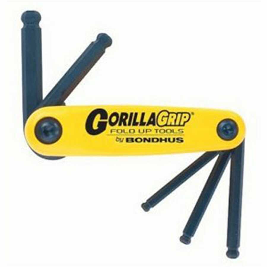 5 Pc. Sae Ball End GorillaGrip Hex Fold Up