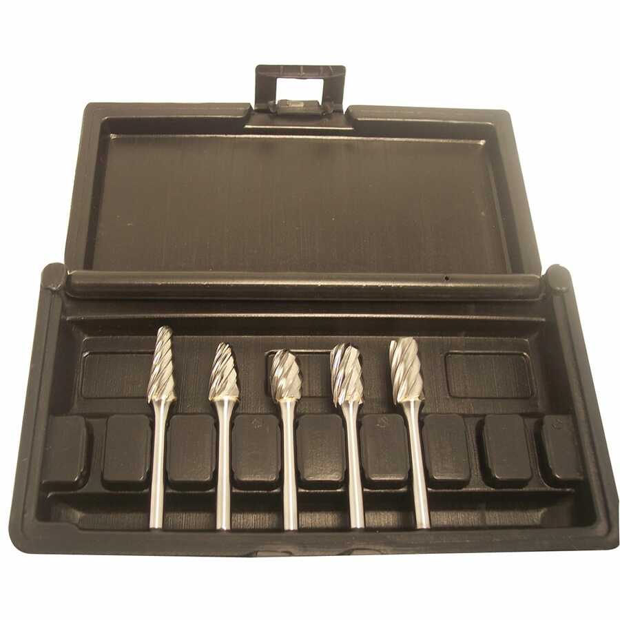 Non Ferrous Carbide Bur Set - 1/4 In Shank - 5-Pc