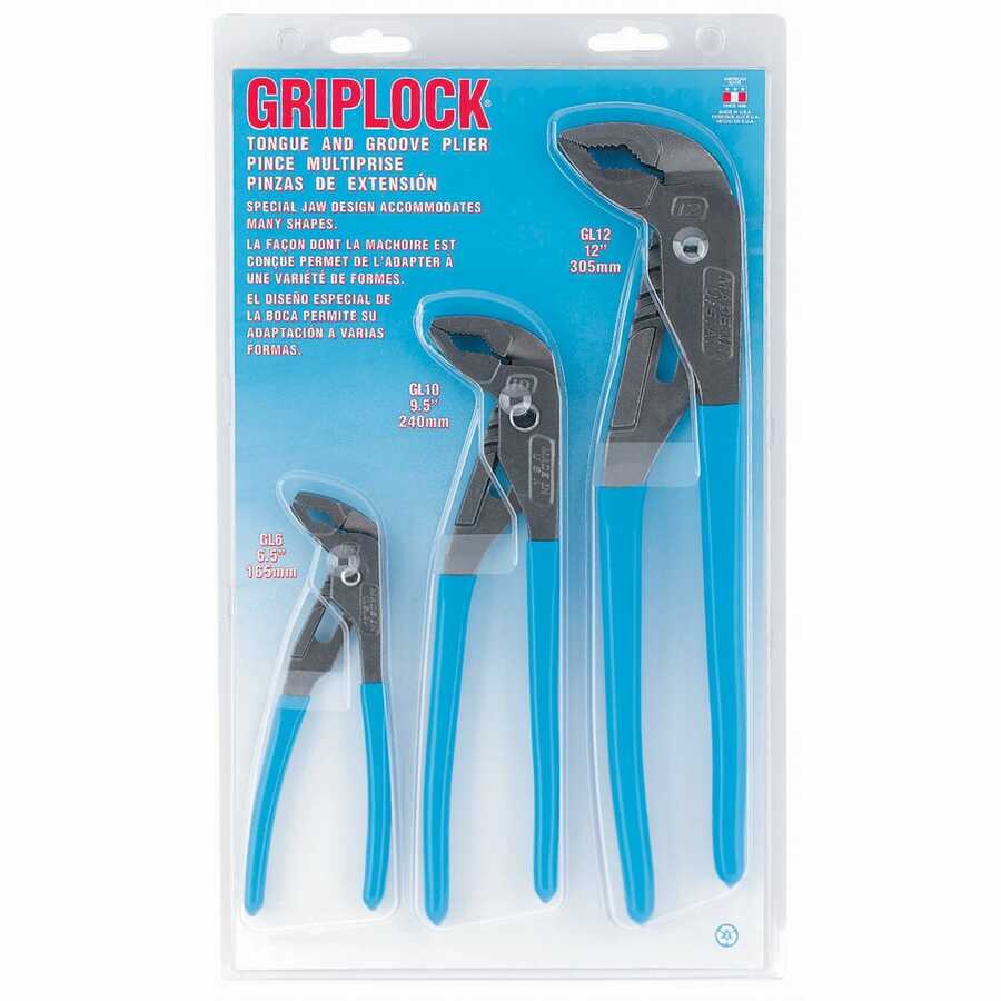 Griplock Tongue-and-Groove Pliers Set - 3-Pc