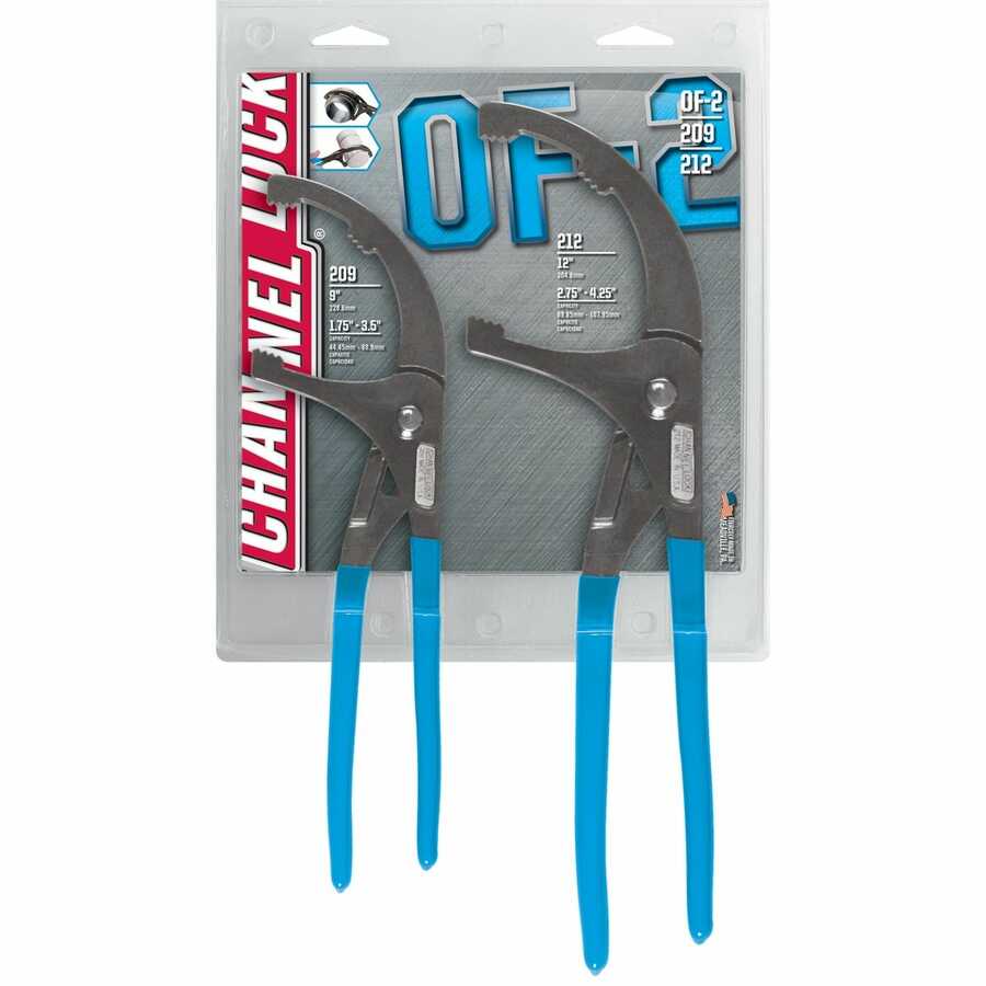 2 PC. OIL FILTER PLIER SET 9" and 12" Pliers