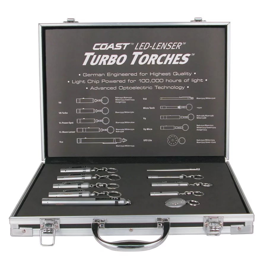 LED Torch Assortment Display Briefcase