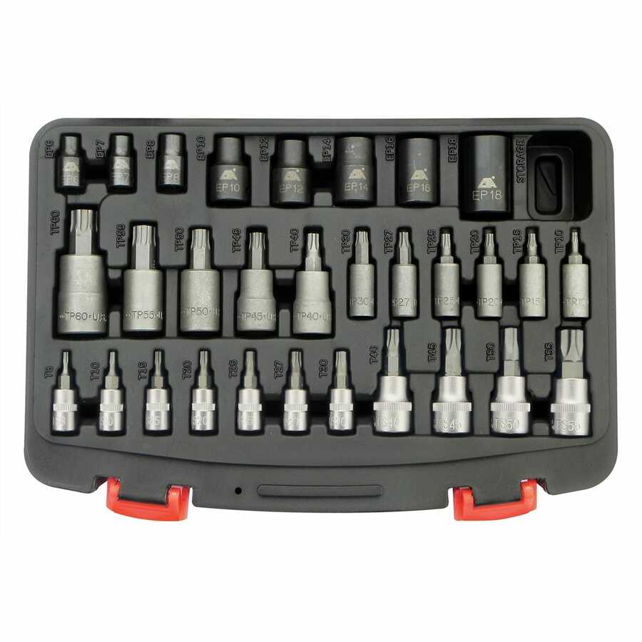 1/4, 3/8 & 1/2 Inch Drive Master Torx Plus Socket Set 30 Pc