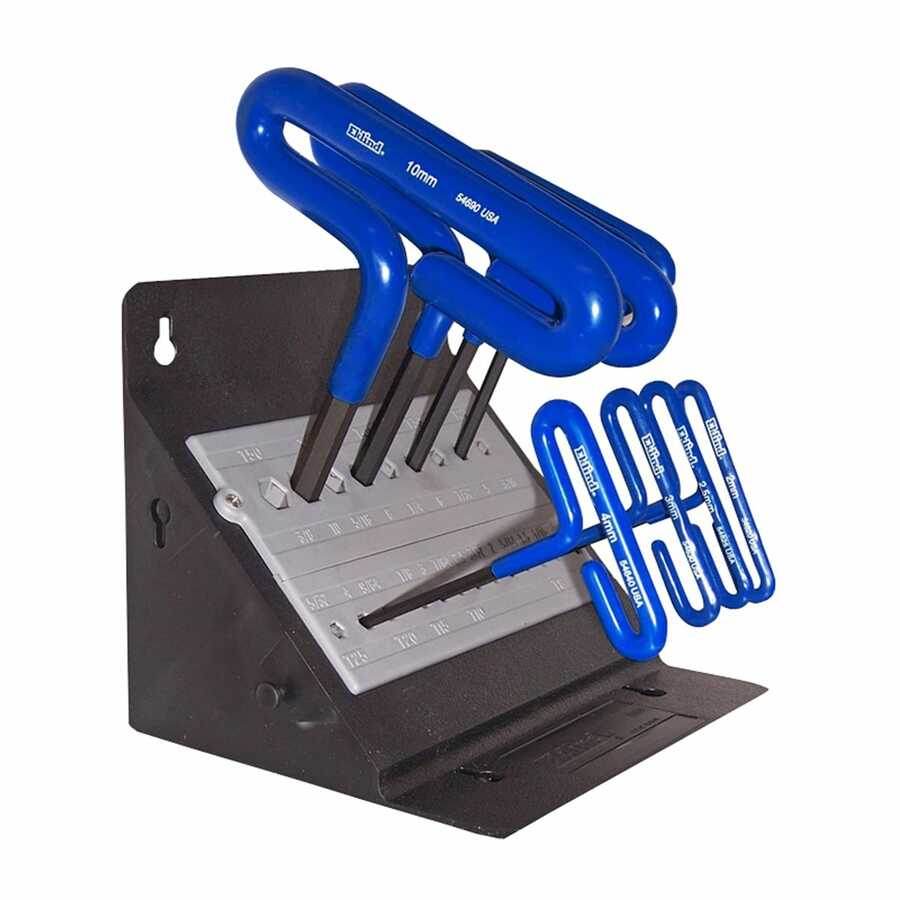 HEX KEY SET 8 PC T-HANDLE 6IN. METRIC IN STAND