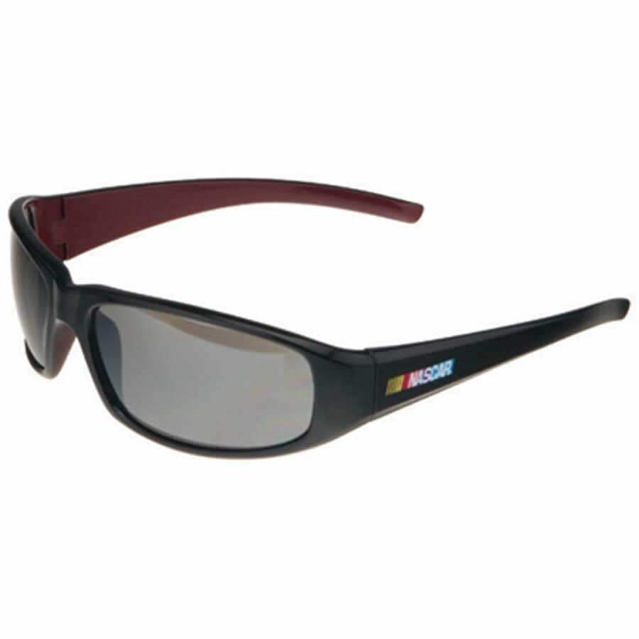 NASCAR XY Black-Burgundy Frame, Silver Mirror Lens, ScratchCoat