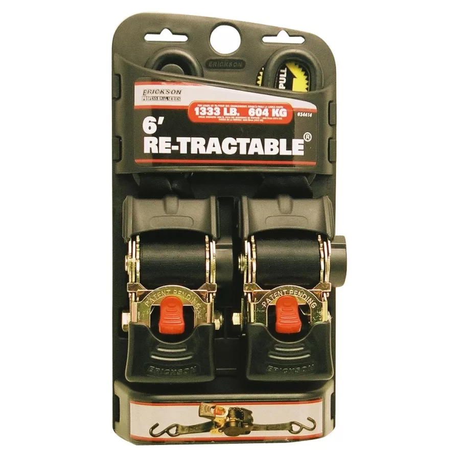 2-PK 2" X 6' RETRACTABLE RATCHET STRAP 4000 LB