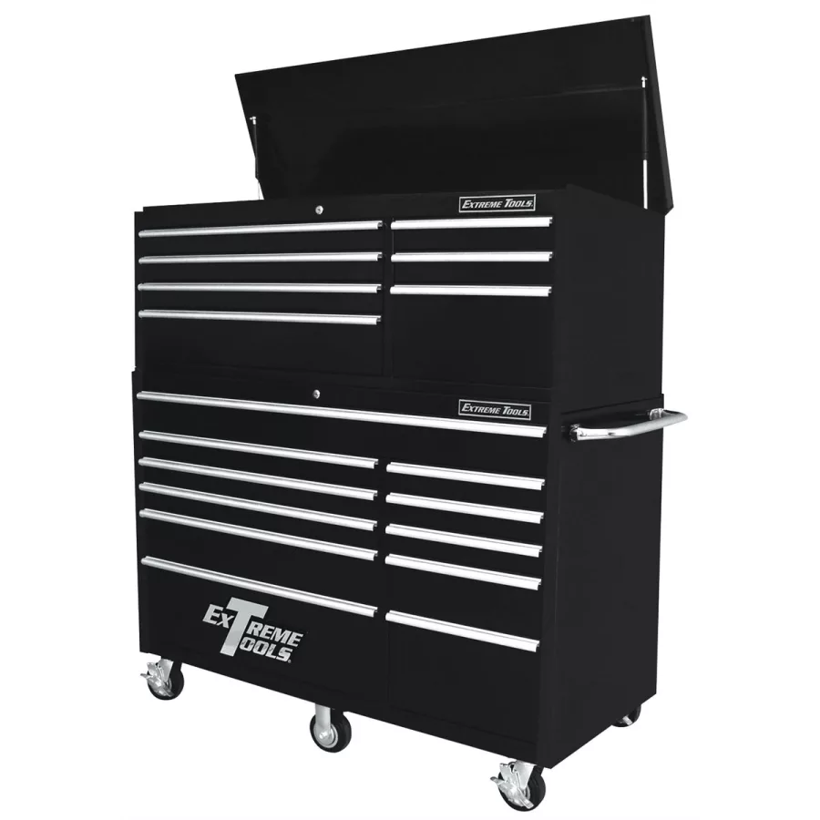 7 Drwr Top Chest 11 Drwr Roller Cabinet Combo-BLK