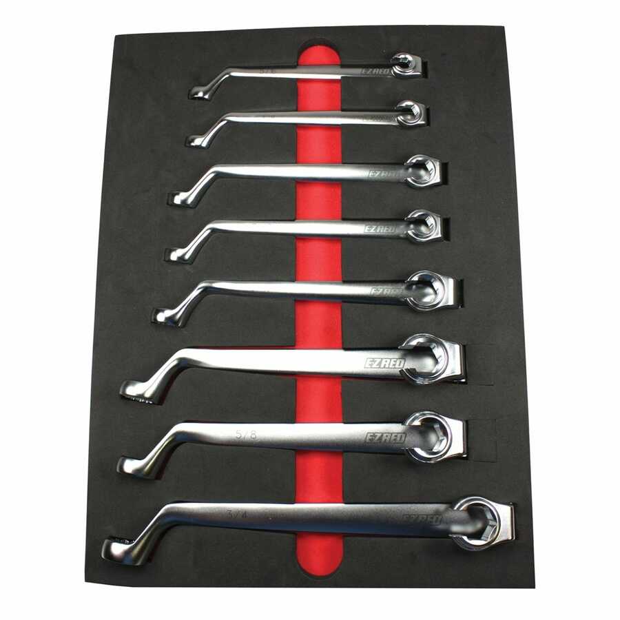 75 Degree Offset SAE Flare Nut Wrench Set - 8 Piece
