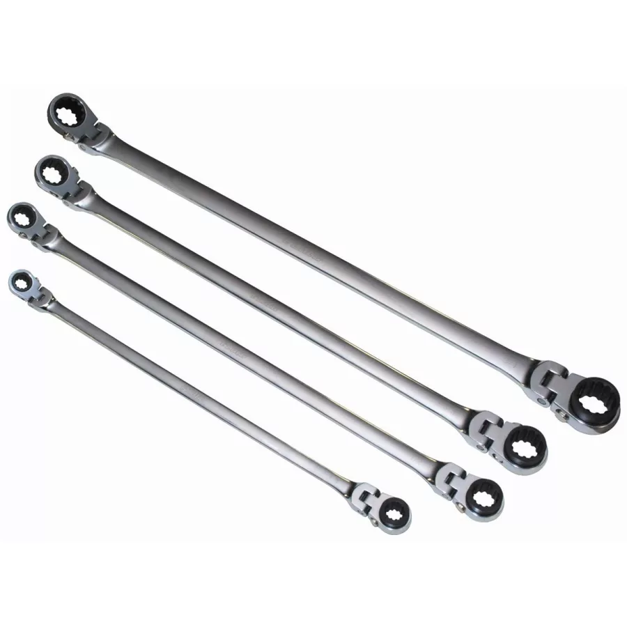 Double Box Universal Spline Ratcheting Wrench Set - 4-Pc