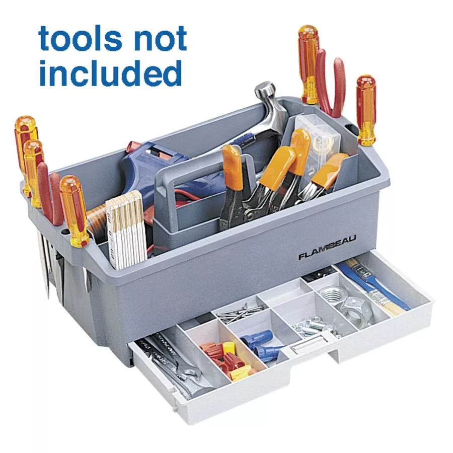 Plastic Tool Box - 16-5/8W x 10-1/4D x 6-7/8H Grey