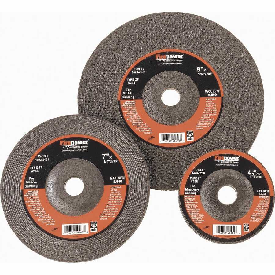 Depressed Center Grinding Wheel (Type 27 w/o Hub) 4-1/2" x 1/4"