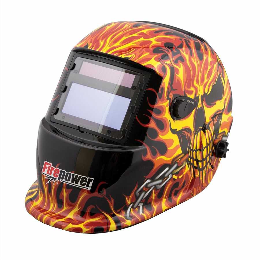 Firepower | 1441-0088 | Firepower Auto-Darkening Welding Helmet - Fire & Skull Design