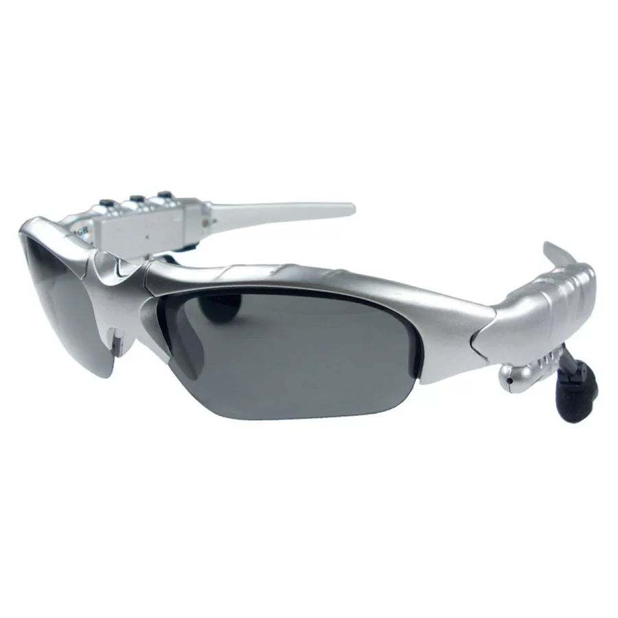 Silver Sunglasses with MP3 Player, 2 GIG Flash Drive, Blue