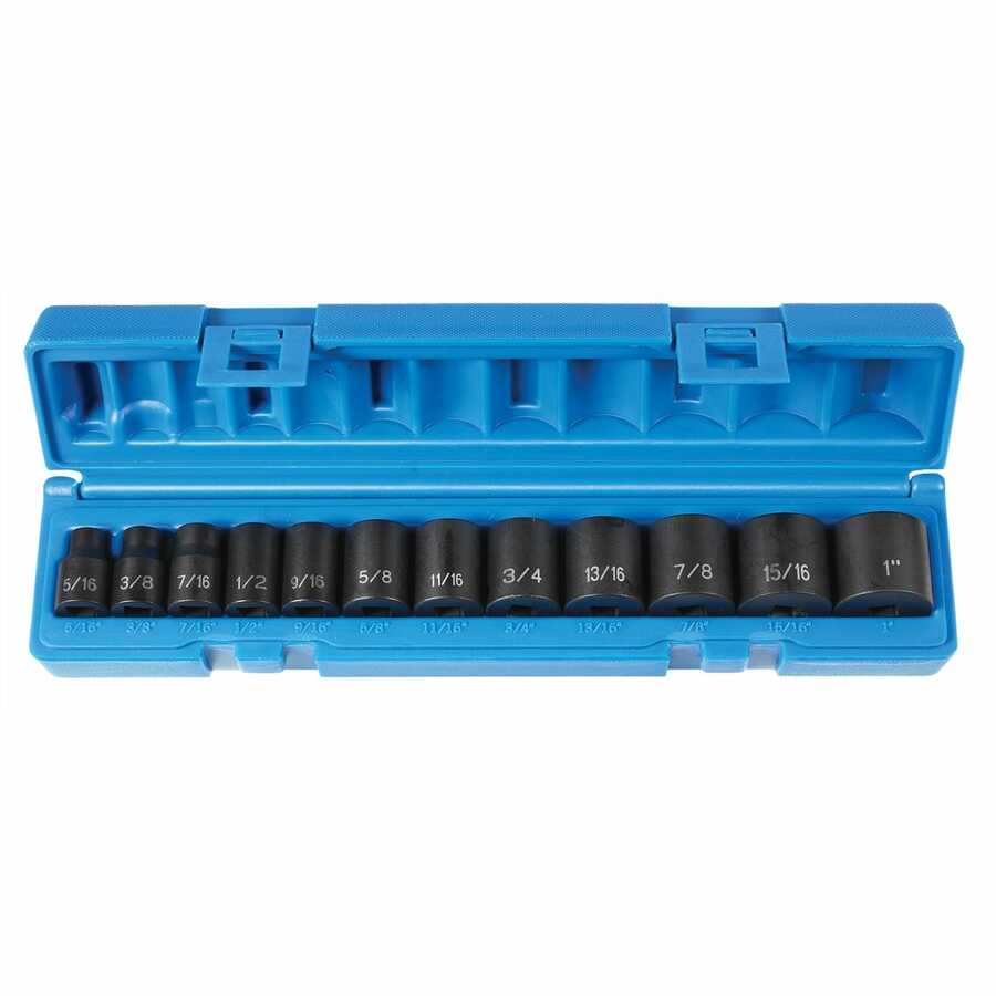 3/8 In Dr 12 Pt Std Fractional Impact Socket Set - 12-Pc