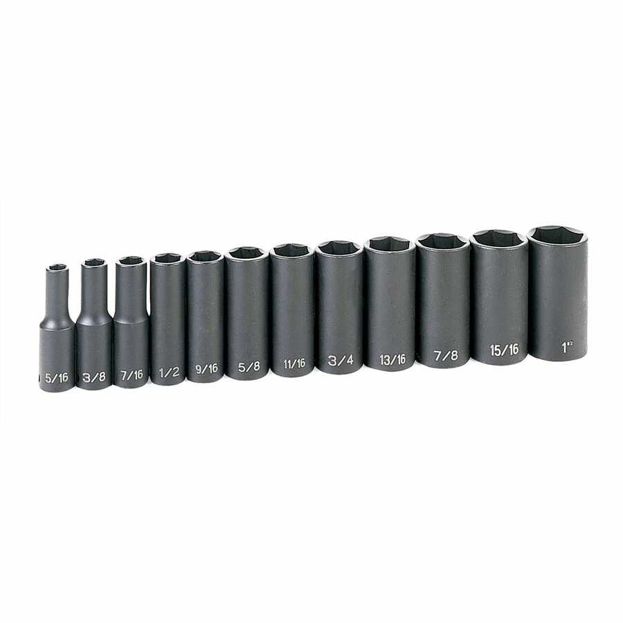 12 Piece 3/8" Drive Fractional Deep Length Impact Socket Set