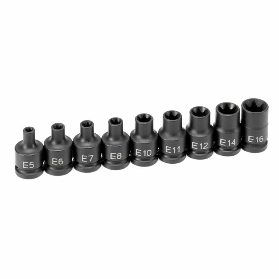 3/8 In Dr External Star Impact Socket Set - 9-Pc