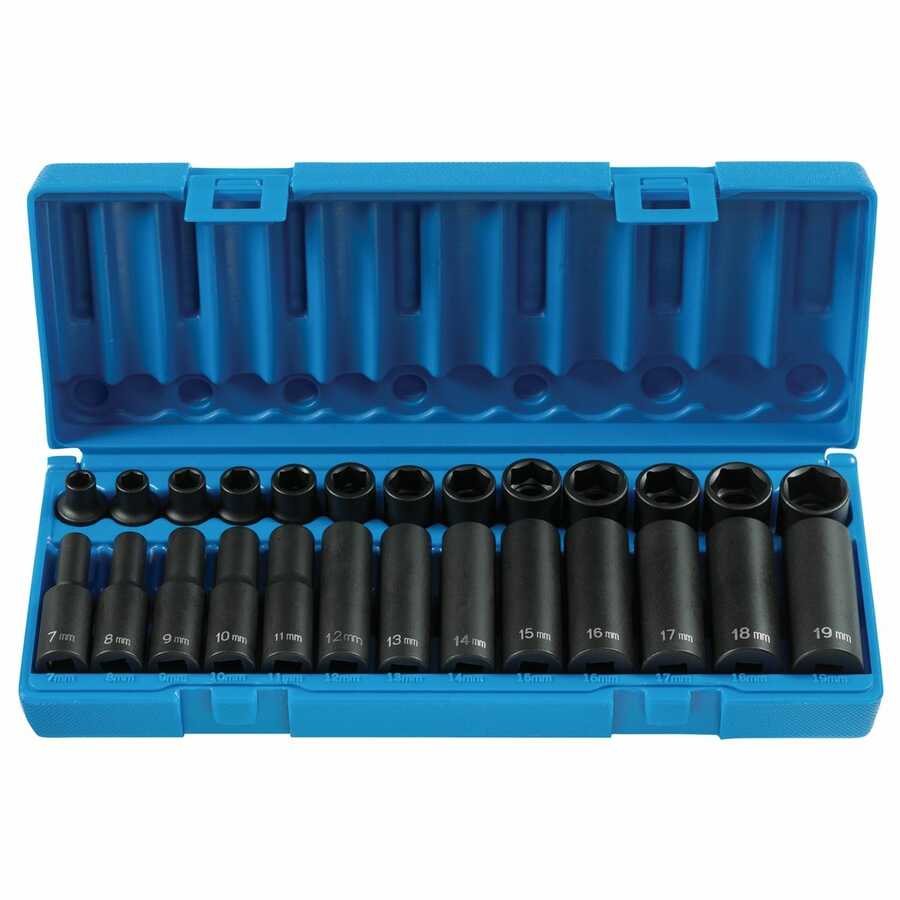 3/8 In Drive 6 Pt Standard & Deep Length Metric Master Set - 26-