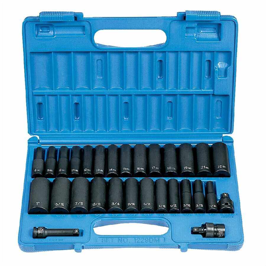 3/8 In Dr Deep Impact Socket Set - 29-Pc