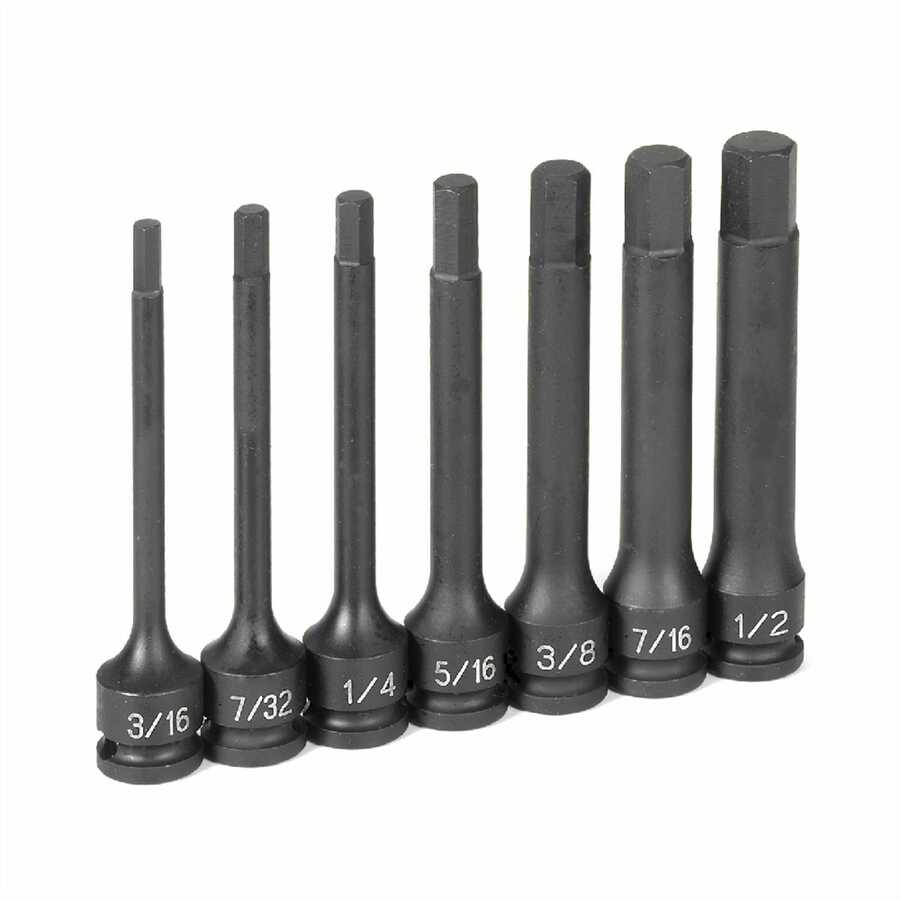 3/8 In Dr 4 In Length Fractional Hex Driver Set - 7-Pc