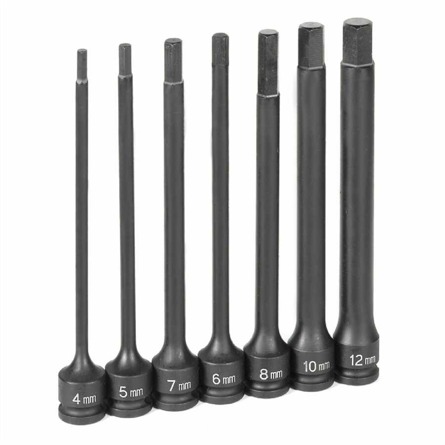 3/8 In Dr Metric Impact Hex Bit Driver Set 6 In L - 7-Pc