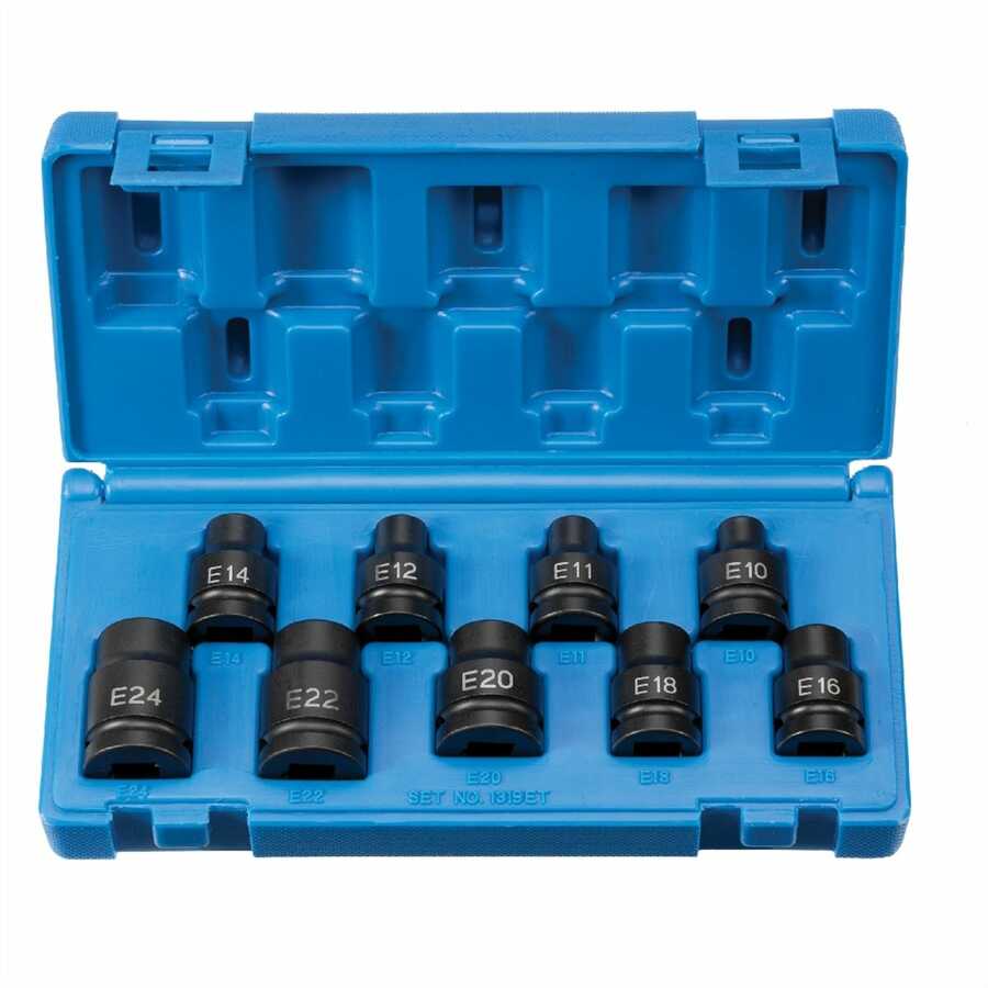 1/2 In Dr External Star Torx Impact Socket Set - 9-Pc