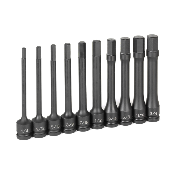 1/2 In Dr 6 In Length Fractional Hex Driver Set - 10-Pc