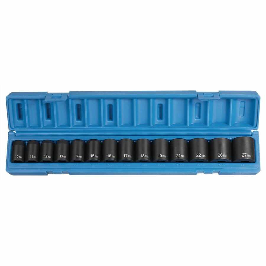 1/2 In Dr Std 6 Pt Metric Impact Socket Set - 14-Pc