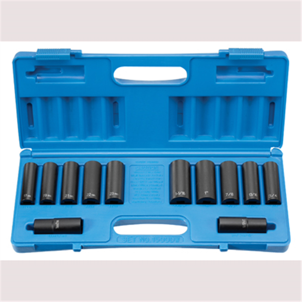 1/2 In Dr 6 Pt Extra-Thin Wall Impact Socket Set For Wheel Servi