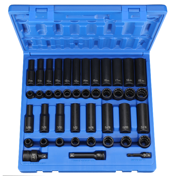 3/8" Dr. 43 Pc. Standard/Deep SAE/Metric -12 Point