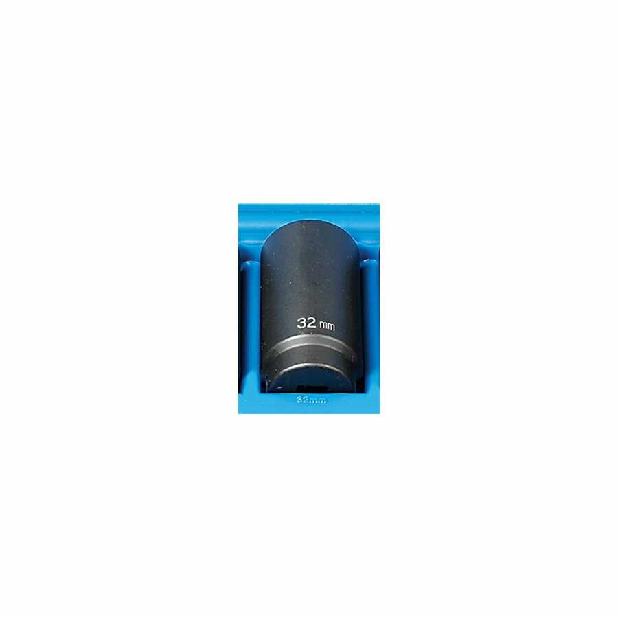 1/2" Drive x 32mm Deep - 12 Point Impact Socket