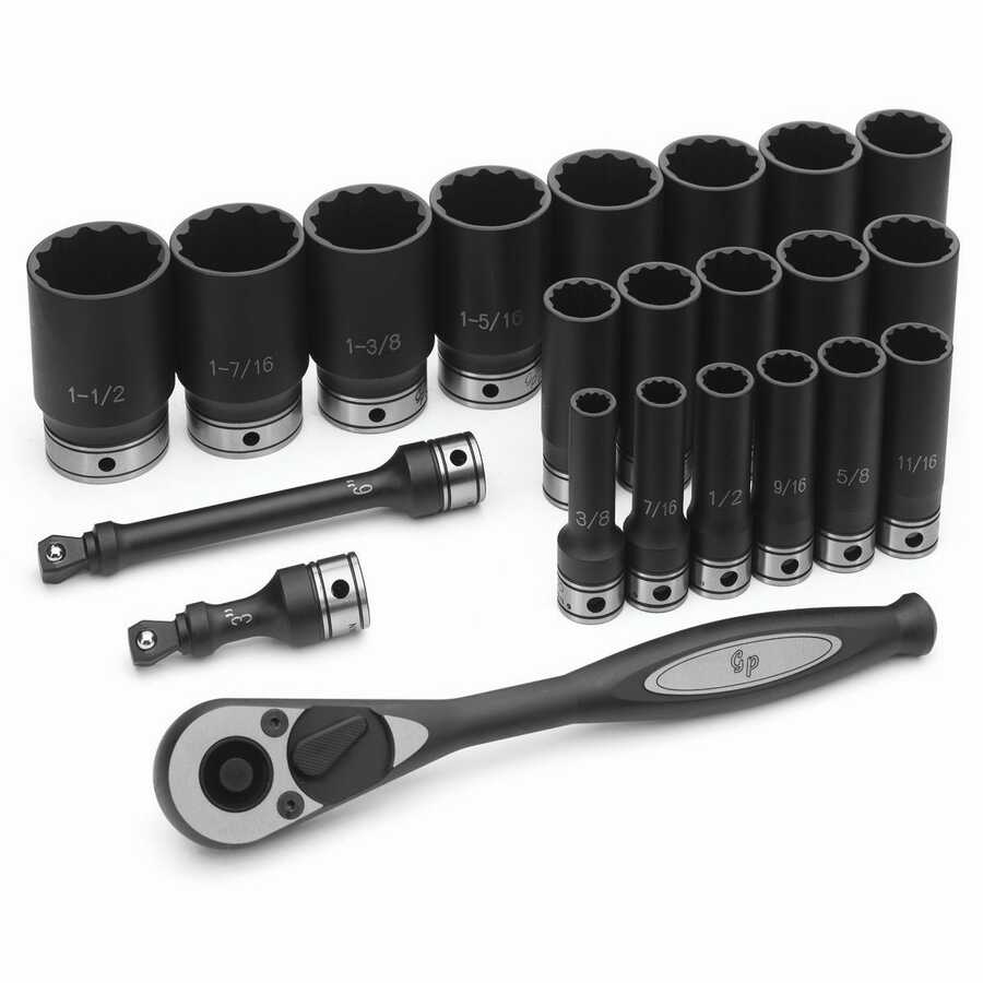 1/2 In Dr 12-Pt Deep Length Fractional Duo Socket Set