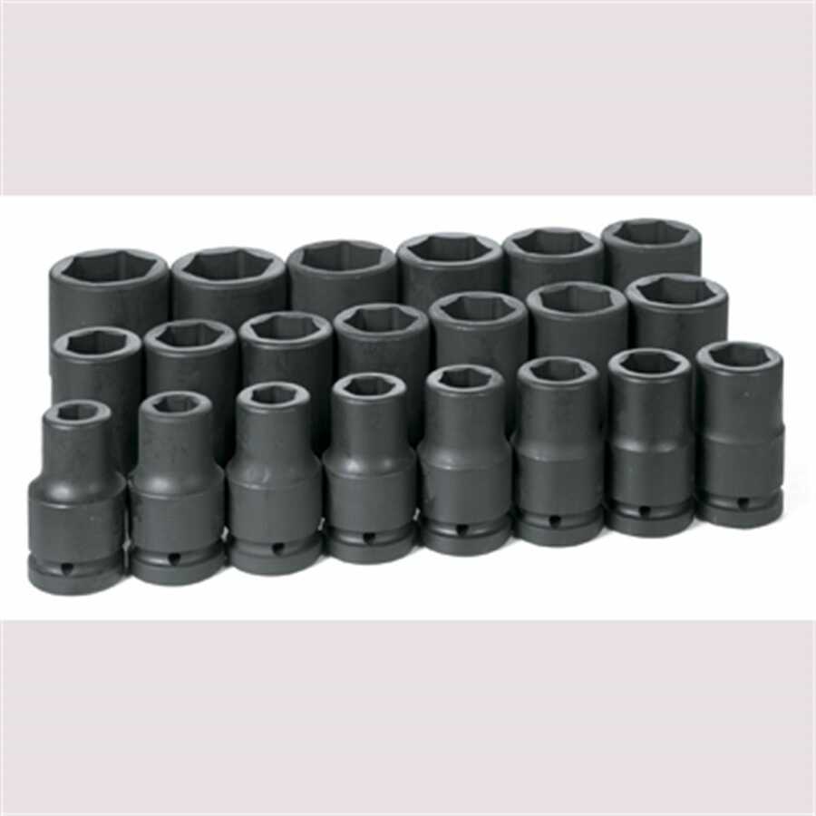 1 In Dr Deep Fractional 6 Pt Impact Socket Set - 21-Pc