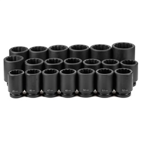 1 Inch Drive Deep Length Metric 12 Pt Impact Socket Set 20 Pc 45