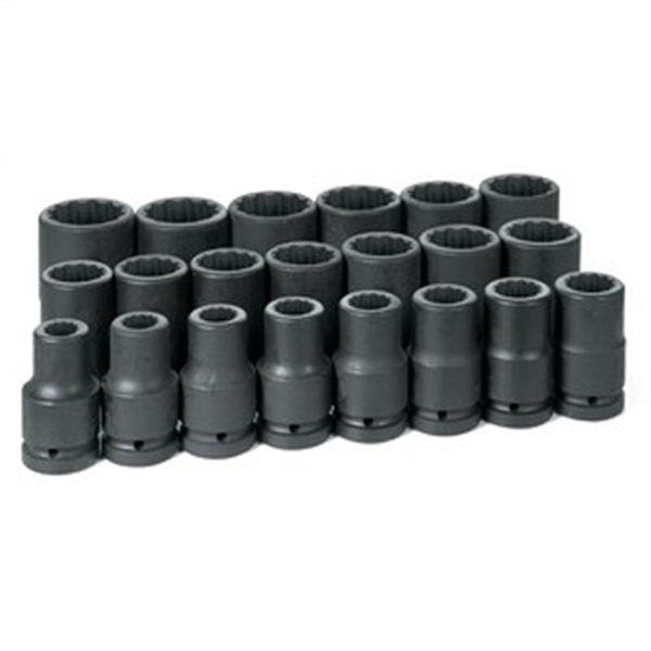 1 Inch Drive Deep Length Fractional SAE 12 Pt Impact Socket Set