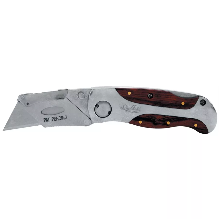 Premium Lockback Utility Knife - Wood Handle
