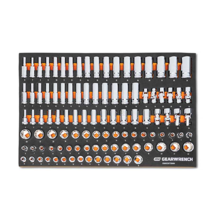 104 Pc. 3/8” Drive Master Metric Socket Set in Foam Storage Tray