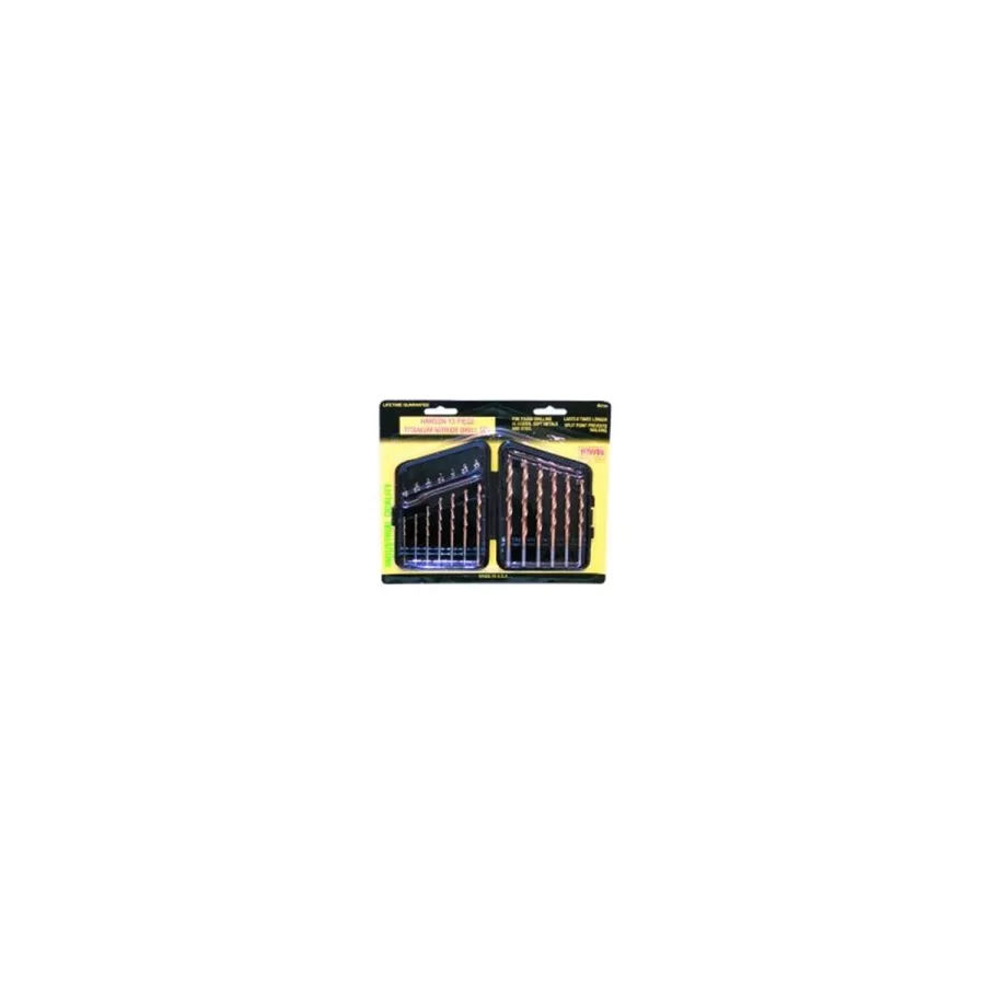 13 Pc TiN Drill Bit Set - Plastic Case